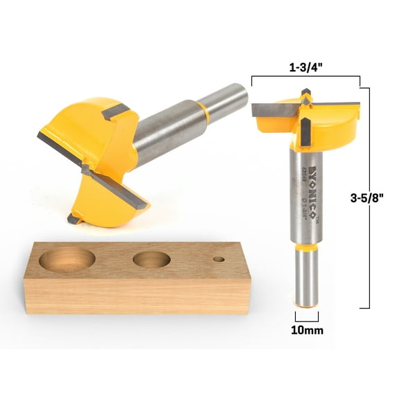 Yonico 1-3/4" Diameter Carbide Forstner Drill Bit - 10mm Shank - 43049C