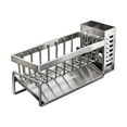 thumbnail image 2 of Kitchen Sink Organizer, Czzoypi Punch-Free Drainage Rack, Stainless Steel Sponge Soap Brush Holder with Towel Rod Detachable Cylinder, 2 of 6