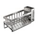 thumbnail image 2 of Organizador de fregadero con bandeja de drenaje y toallero | Soporte para esponja, jabón y cepillo sin taladro | Almacenamiento de encimera de acero inoxidable | Incluye tubo para utensilios, 2 of 6