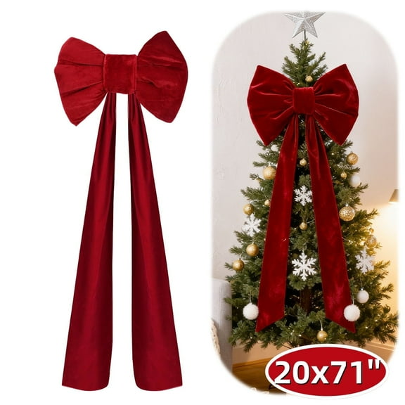 Christmas Extra Large Velvet Bows 20x71Inche Christmas Tree Topper Christmas Velvet Bow for Home Party Wedding Car Holiday Decor