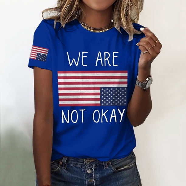 MKLEKYY Playeras Oversize Camisa De Manga Corta Con Cuello Redondo Y Estampado Liso Informal Para Mujer Talla M