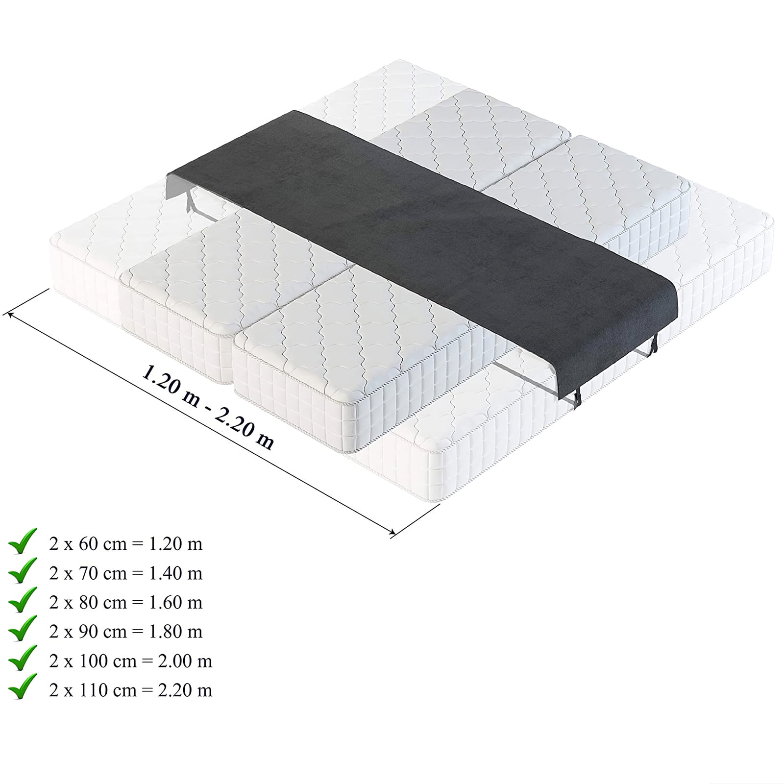 Moeras binnen incompleet Bed Bridge Twin to King Converter Kit -Bed Gap Filler to Make Twin Beds  Into King - Mattress Connector with Strap - Walmart.com