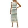 thumbnail image 2 of Michellecmm Women's Summer Knit Tank Dress Stripe Print Sleeveless Round Neck Slim Long Dress, 2 of 9