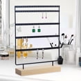 thumbnail image 6 of Segolike 5 Tier Earring Organizer Stand, Wooden Base, Display Rack, Jewelry Holder Organizer for Store, Tradeshow, Photography Dresser Black, 6 of 7
