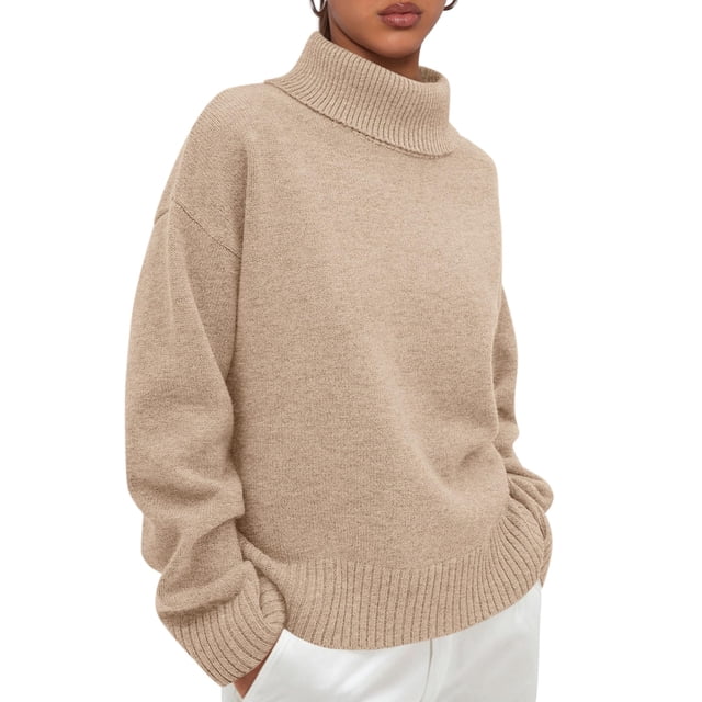 Suéter PRETTYGARDEN Cuello Alto Manga Larga Caqui XXL