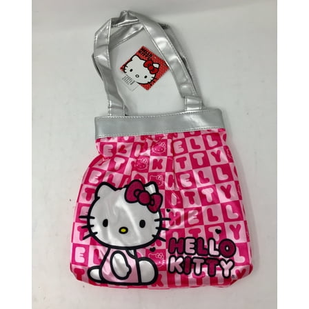 Hello Kitty by Sanrio Girls' Canvas Pink Checker Tote Handbag, Pink