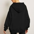 thumbnail image 4 of Sudaderas con capucha para mujer Otoño Color Sólido Básico Sudadera Suelta Talla Grande Sudadera Manga Larga Bolsillo Canguro Hombro Caído Jerséis Tops,Black,3XL, 4 of 6