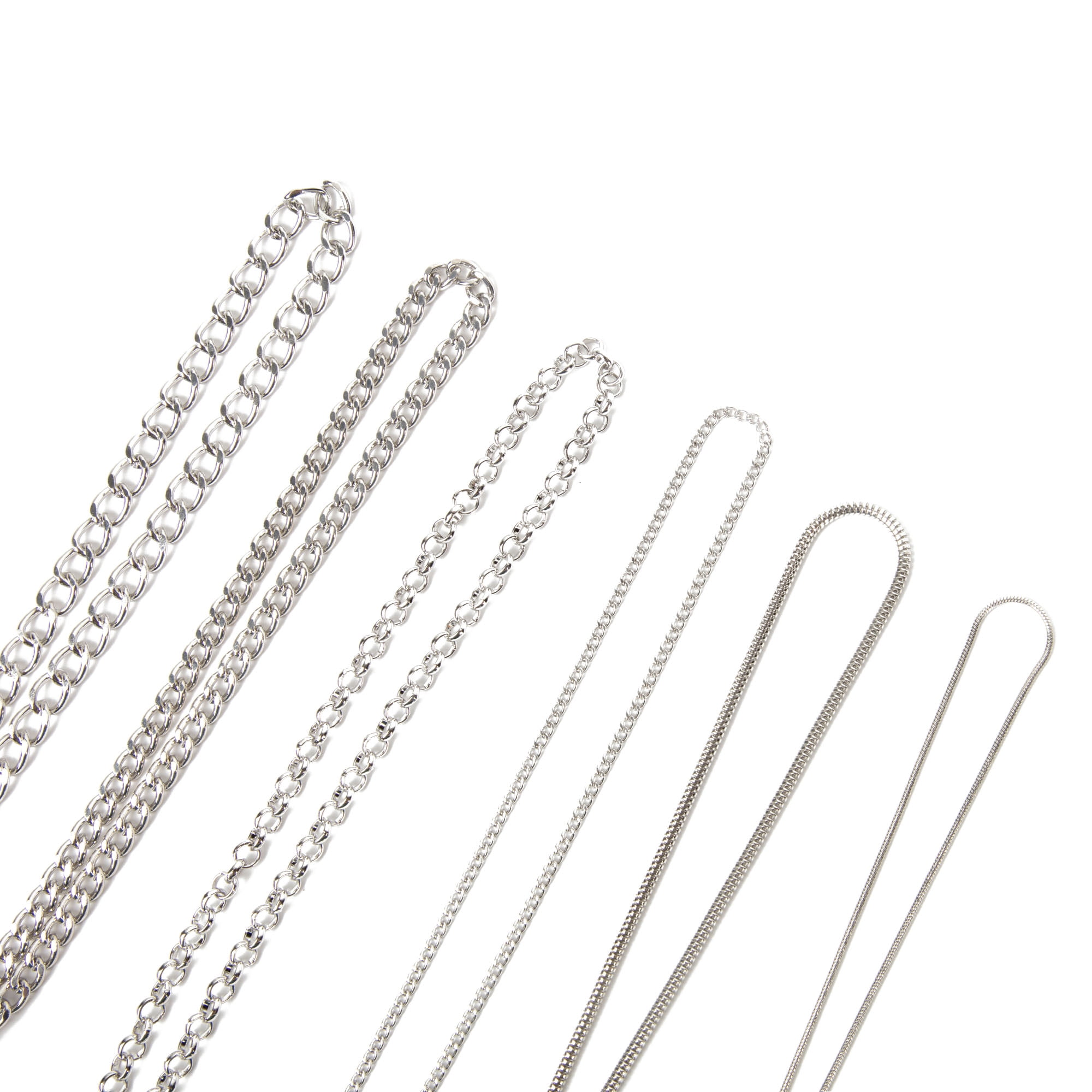 Cousin DIY 6 Piece Silver Multi Chain Necklace Pack, 18-21 in with