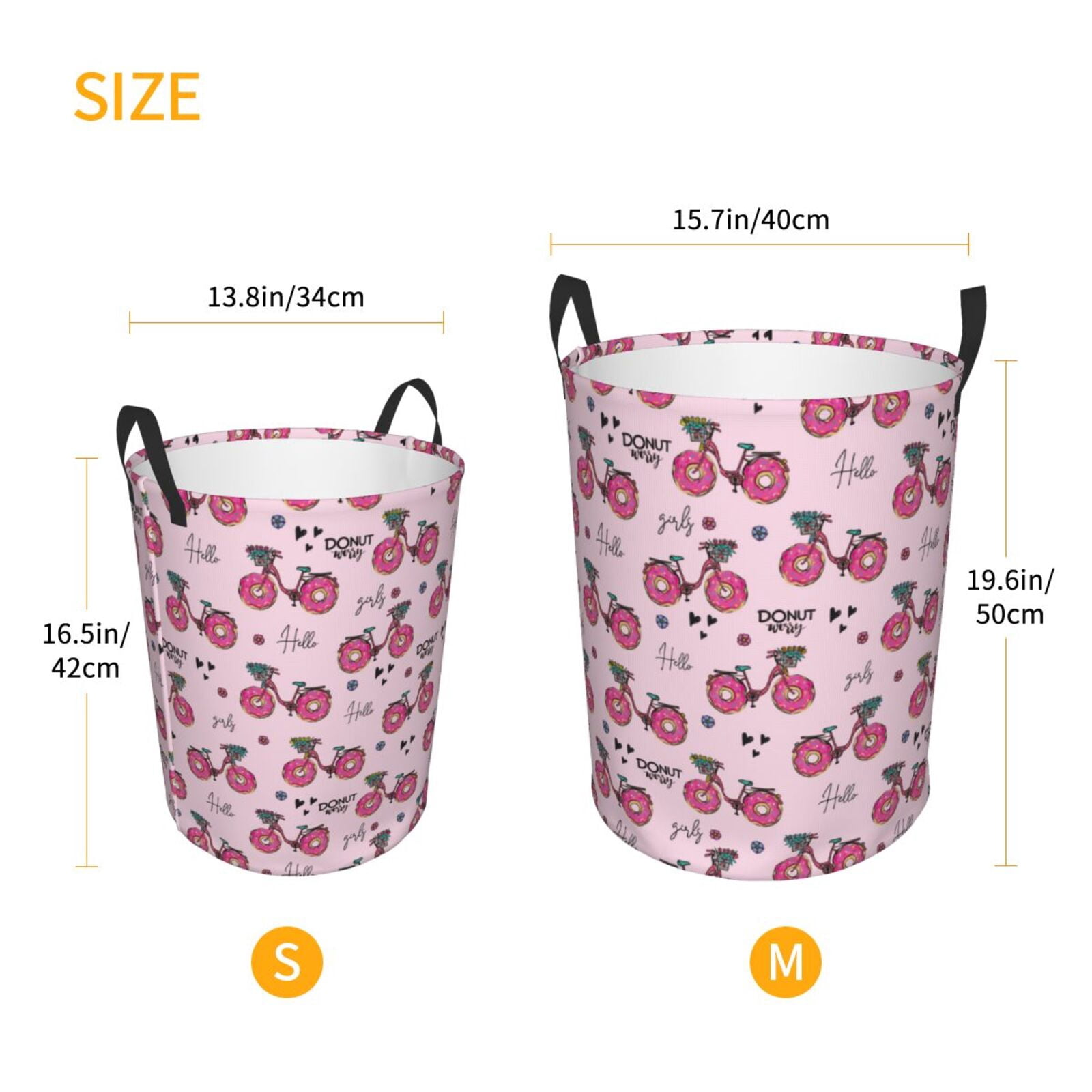 Large Laundry Basket with Handles - Bike with Donut Wheels Kids Baby Dirty Clothes Laundry Hamper for Bedroom Aesthetic