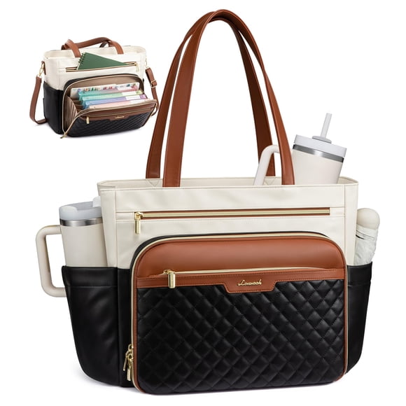 Bolso tote acolchado de cuero PU para laptop LOVEVOOK para docentes
