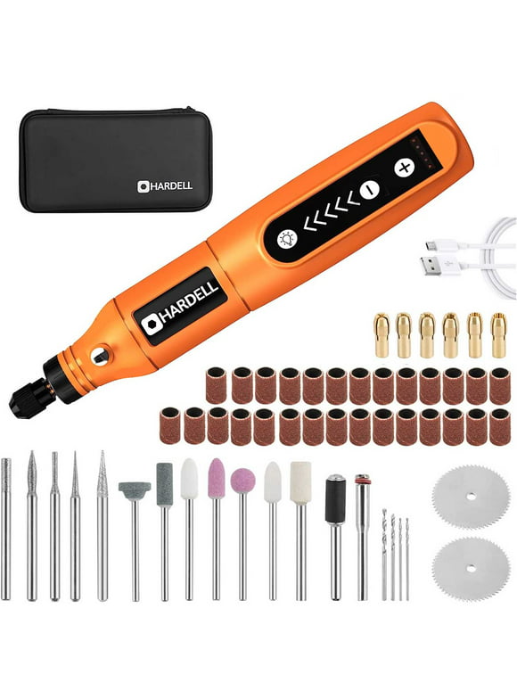 HARDELL Mini Cordless Rotary Tool,5-Speed Adjustment 3.7V Rotary Tool drill Kit with 61 Accessories Compatible for Dremel for Sanding,DIY Etc