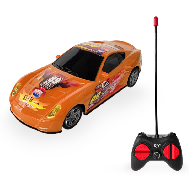 Radio Control Auto Deportivo con Calcomanías, Juguete Control Remoto para Niños amarillo Mediano