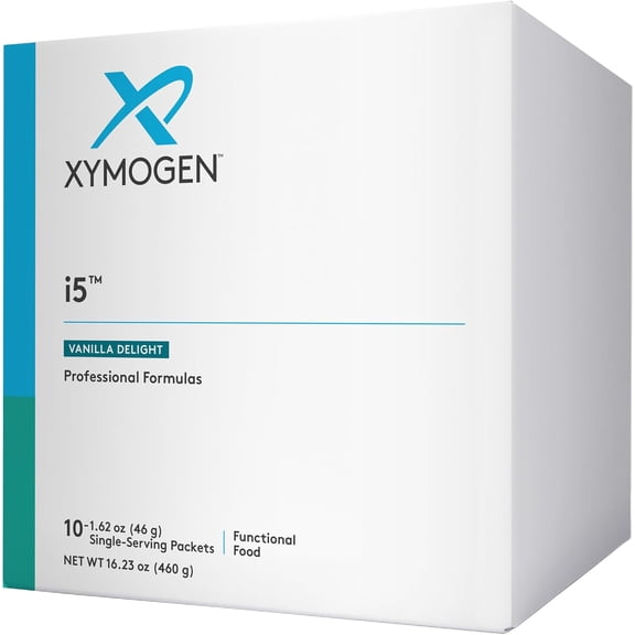 XYMOGEN I5 - Gut Health, Detox Cytokine Balance Support Powder - 21g Protein, Immunoglobulin, Arabinogalactan, Broccoli Seed Extract - Vanilla Drink Mix (10 Packets)