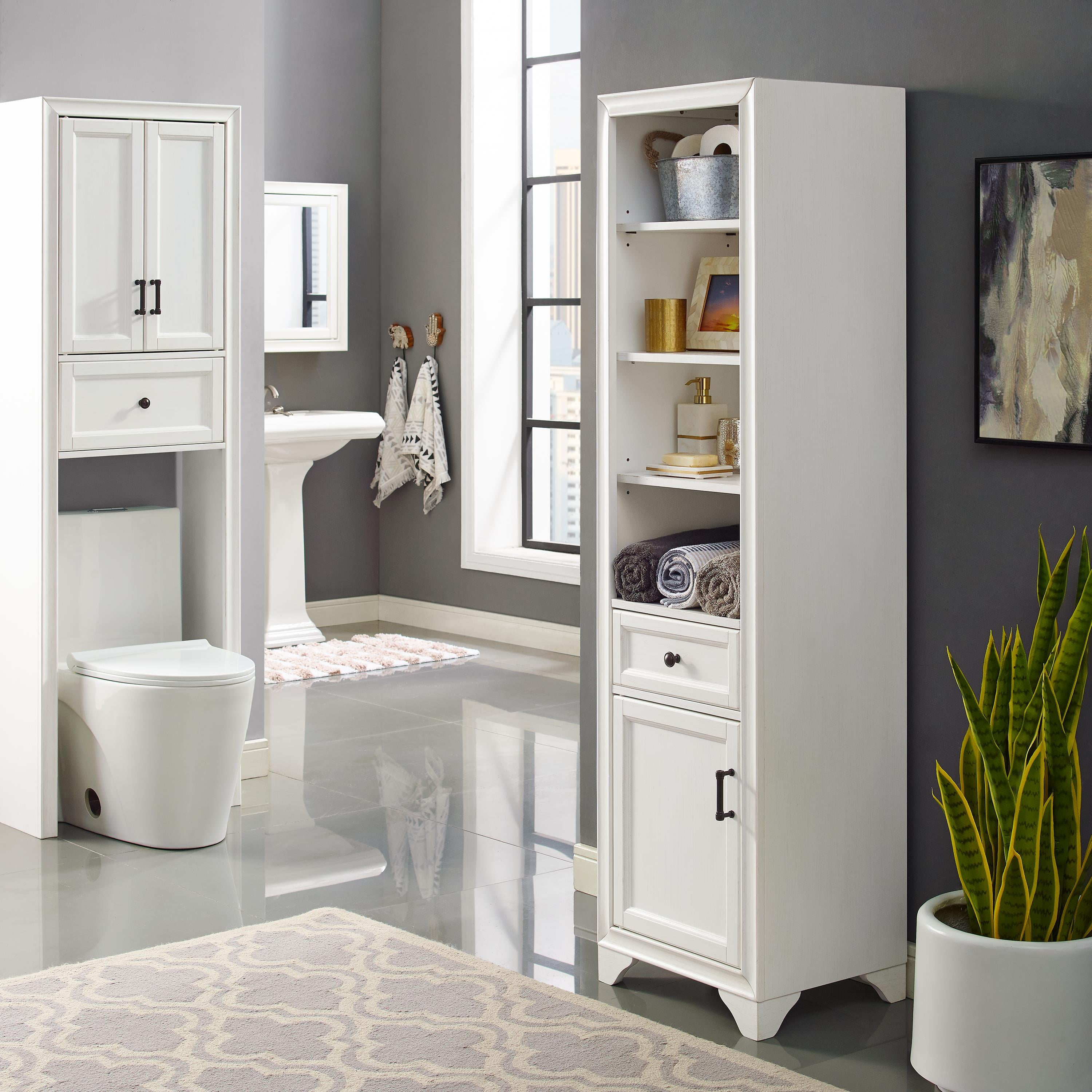 Crosley Furniture CF7011-GY Tara Bathroom Linen Cabinet Vintage Gray 