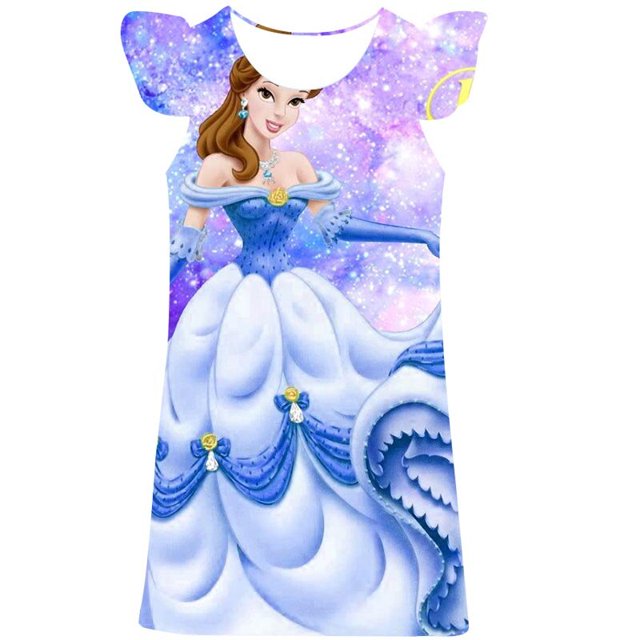 Disfraz de dibujos animados para niñas, vestido de princesa Bella, vestido de princesa de verano para niños, ropa de fiesta de cumpleaños para niños, talla 100-160cm4T Gao Jinjia LED