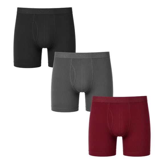Wrangler Men's Cool Cotton Boxer Brief Set, Boxer Briefs Underwear for Men, S, 3 Pack