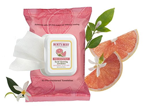 Burt's Bees Facial Cleansing Towelettes, Pink Grapefruit, 30 Count