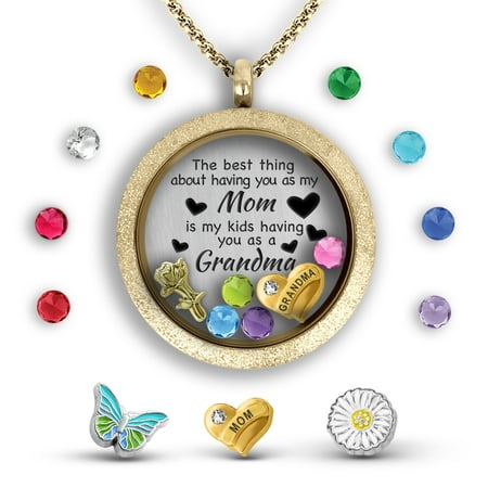 Grandma Gifts For Mothers Day For Mom From Daughter | Mother Daughter Necklace Floating Locket Necklace Grandma Jewelry Gift For Mom From Daughter - Best Gifts For Grandma Mom Necklaces For (Best Mom Sayings From Daughter)