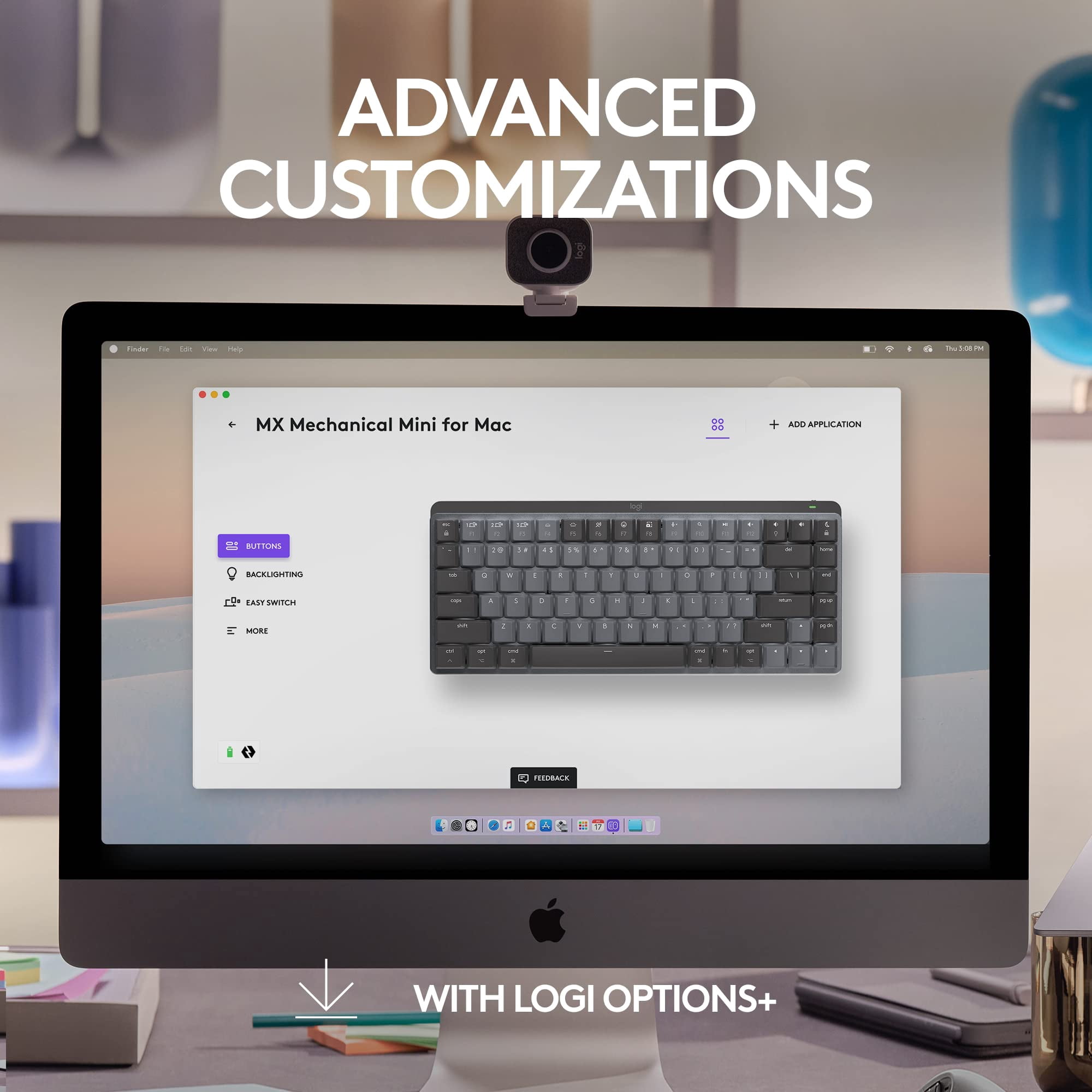 Restored Logitech MX Mechanical Mini for Mac Wireless Illuminated Keyboard (Refurbished)