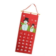 27.5" Red and White Decorative Felt Snowman Advent Calendar Hanging Christmas Decoration
