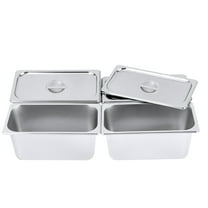 Commercial Food Pan, 4Pcs 6" Deep Stainless Steel Steam Table Pans with Lids 1/3 Size Hotel Food Prep