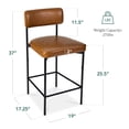 thumbnail image 4 of Best Choice Products Set of 3, Armless Counter Height Bar Stools, Modern PU Faux Leather Stools - Camel Brown, 4 of 11