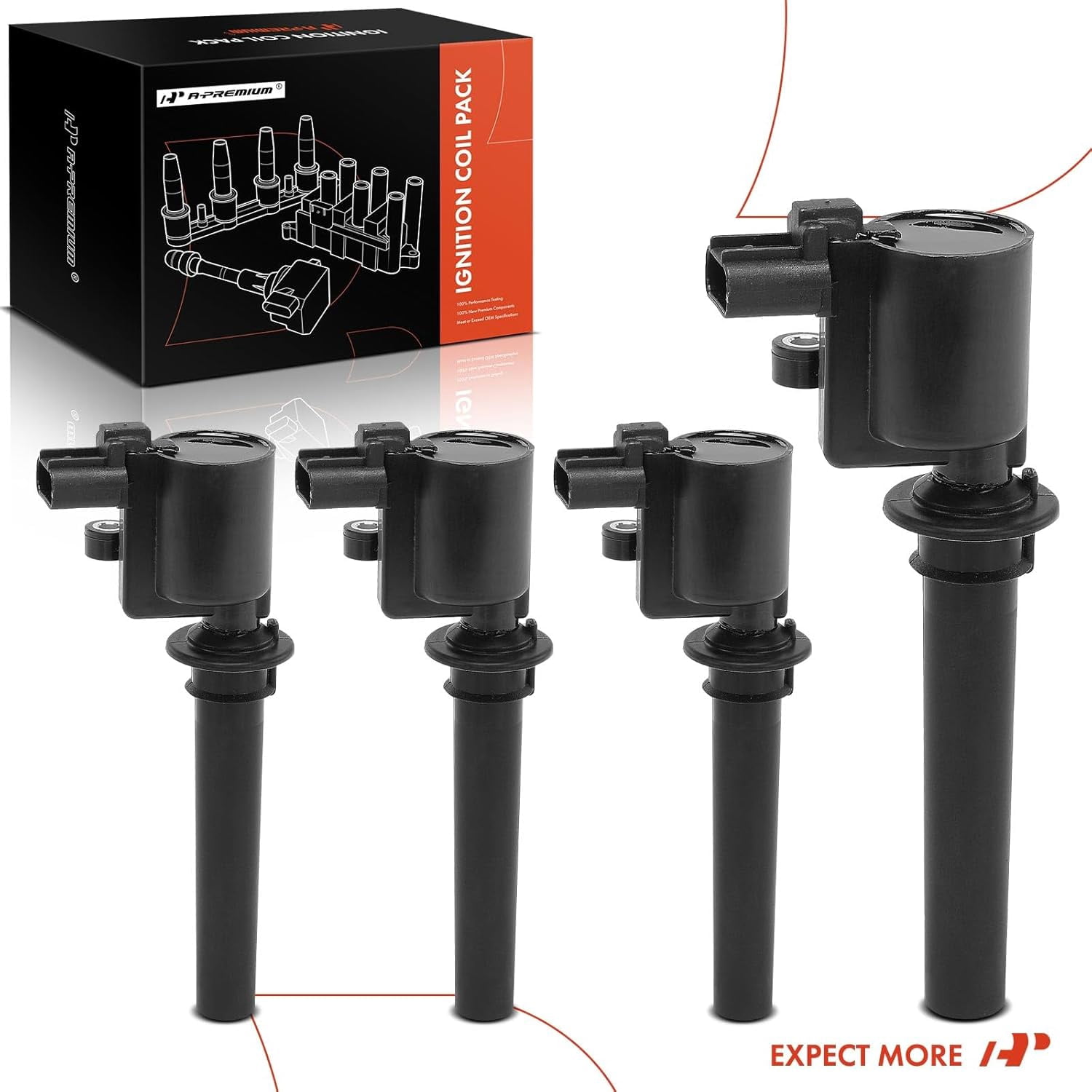 A-Premium Engine Ignition Coil Pack Compatible with Aston Martin DB9 2005-2016, DBS 1969-1971 2008-2012, Rapide 2011-2018, Vanquish 2014-2017, Vantage 2018, Virage 1989-1994 2012, Zagato, 4-PC Set
