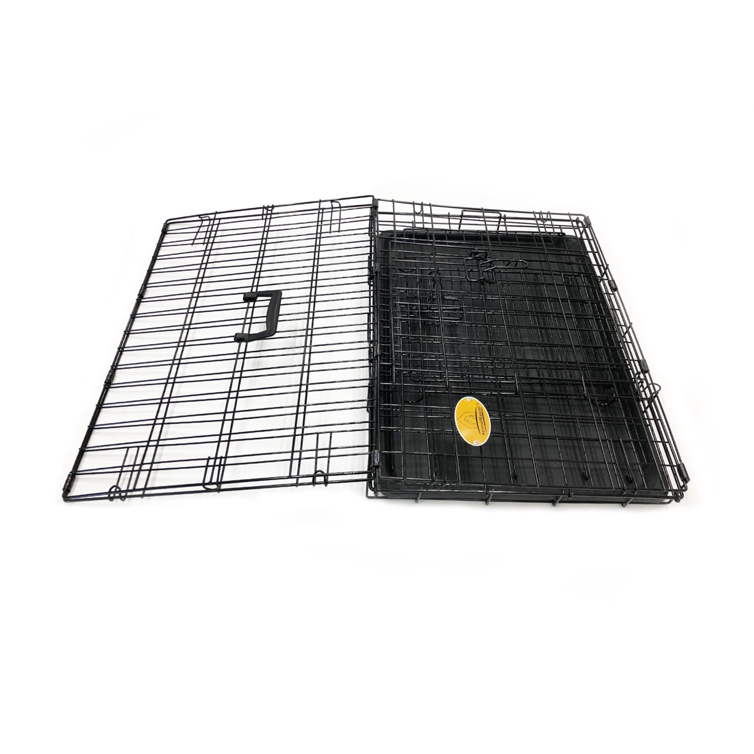 KennelMaster Double Door Folding Wire Dog Crate, Black, Medium, 36"L
