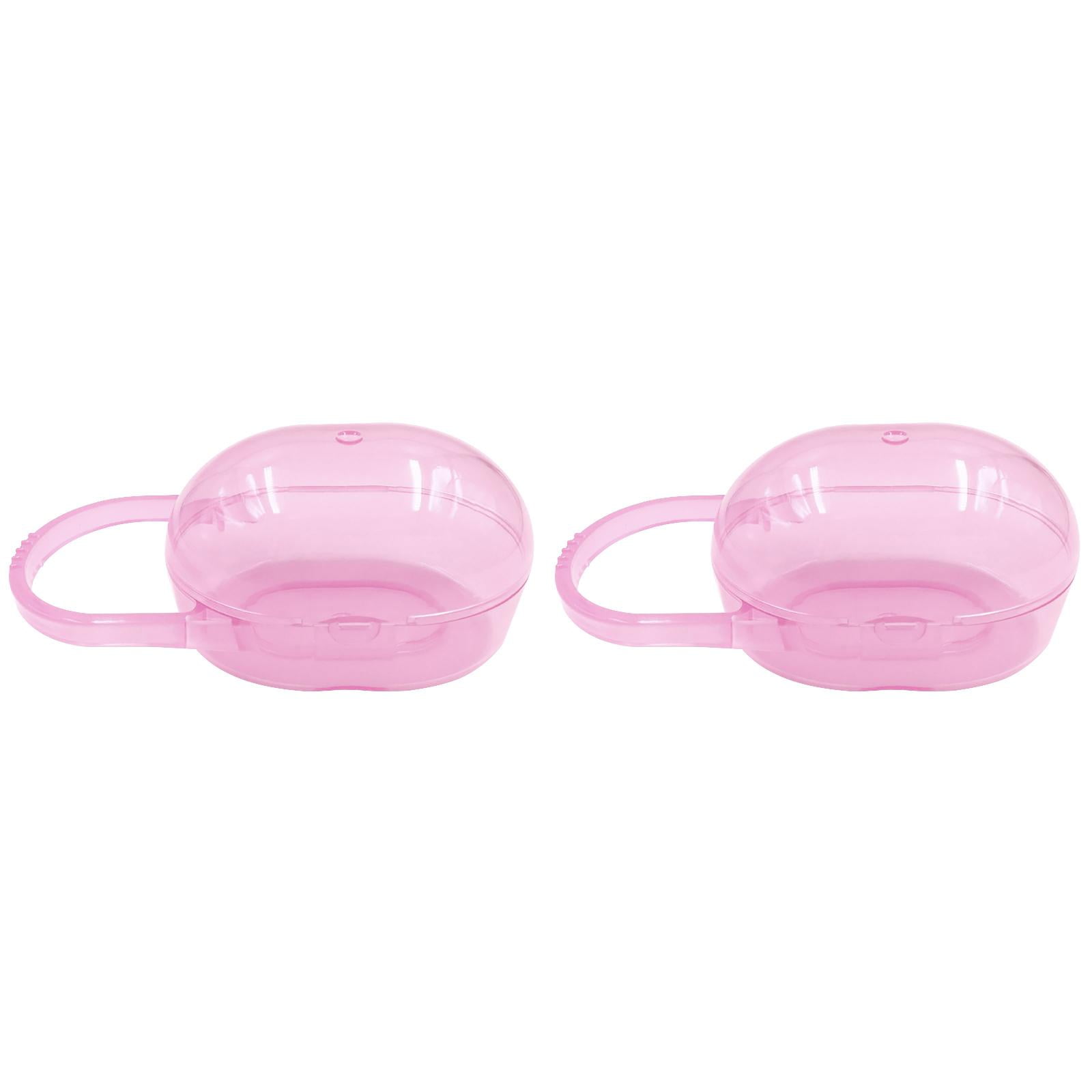CICRKHB 2Pc Pacifier Case, Compact Travel Holder for Newborn Infant, Bpa-Free Dustproof Storage Box with Easy-Clean Design 3.11X1.93 Inch, Pink