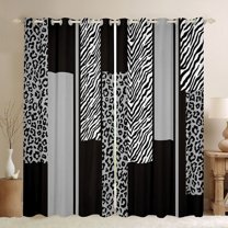 Homewish Modern Geometric Artistic Curtains Pack of 2 (42x84 Each),Chic Cheetah Pattern Curtains Blackout,Gray Zebra Stripe Bedroom Curtains For Boys Teens,Ultra Soft Home Decor