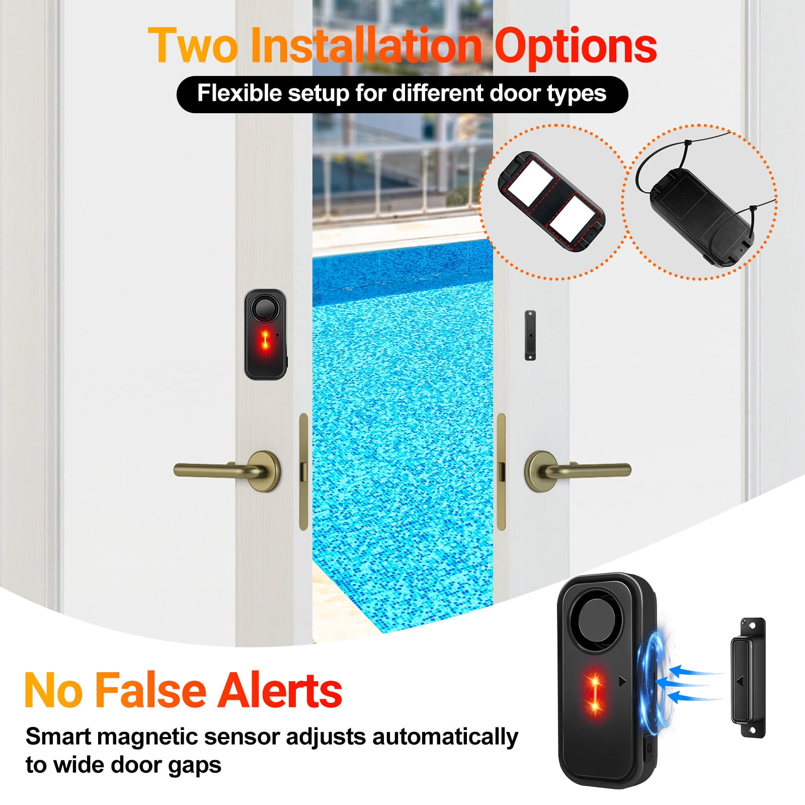 Door Alarm with Remote, GreenCycle 108dB Loud Door and Window Alarms for Pool, Anti-Theft Door Alarms for Kids Safety Home Store Garage Apartment Business Security IP66 Waterproof Indoor/Outdoor,10PK