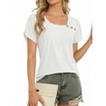 thumbnail image 2 of MOYIKO Womens Petal Sleeve Tops Summer Trendy T Shirt Casual Loose Square Neck Button Blouse Tees, 2 of 7