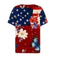 thumbnail image 5 of Xdegoge 4Th of July Patriotic Blouses for Women USA American Flag Short Sleeve V Neck Stars and Stripes Relaxed Fit Sunflower Print Flowy Summer Tops, 5 of 7