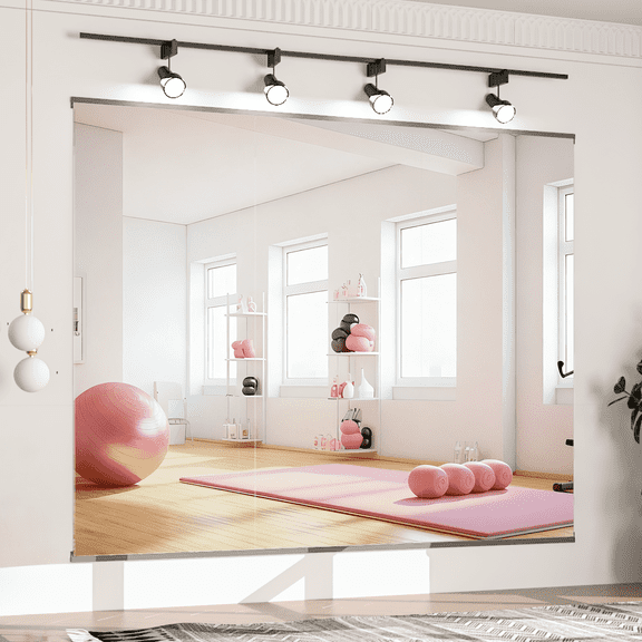CONGUILIAOHome Gym Mirror, 57"x24"(each)-3PCS Full Body Mirror for Yoga, Workout Mirror Full Length for Fitness, Dance Studio, Garage Tempered Glass Frameless Mirror, Large Wall Workout Mirror