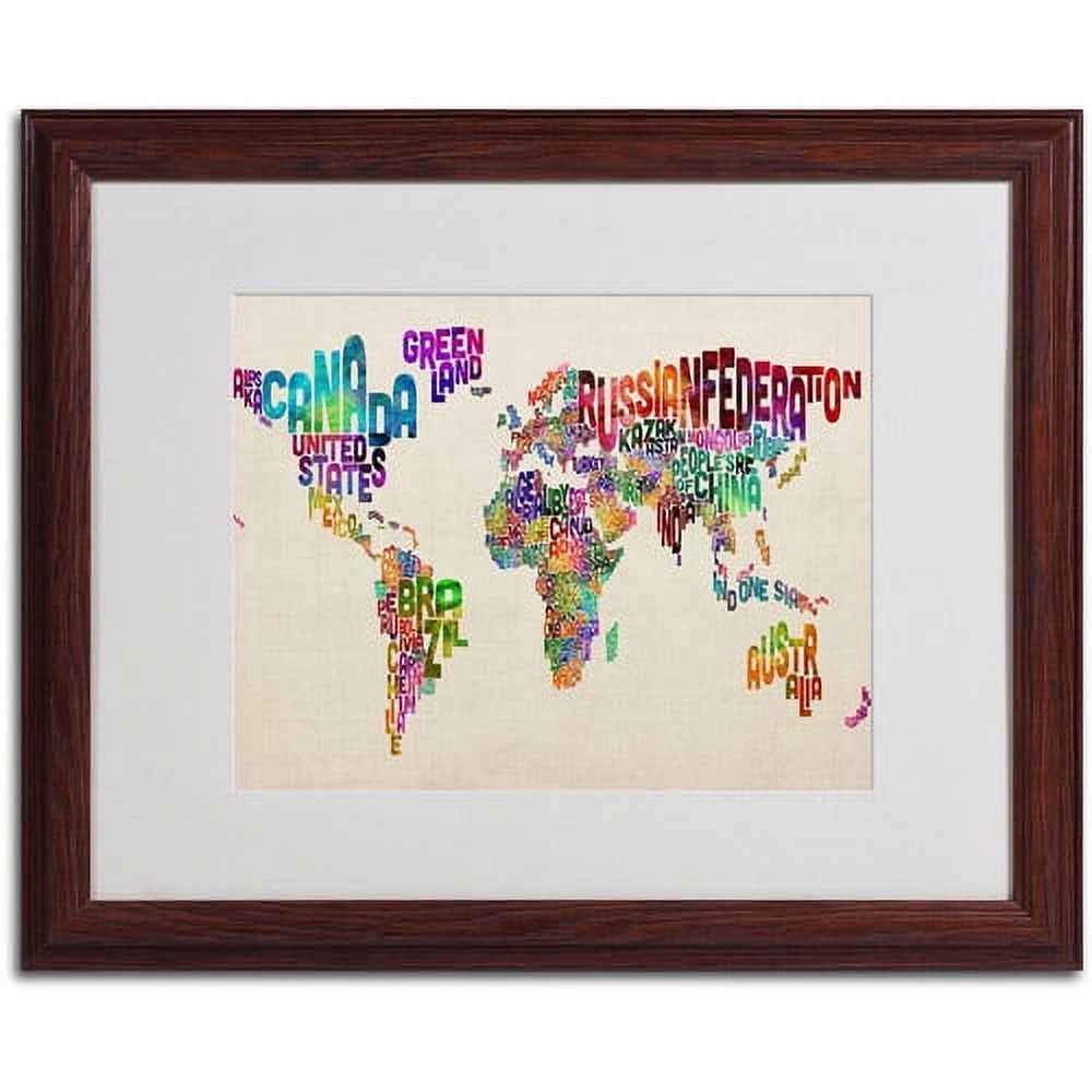 Trademark Art 'Typography World Map II' Matted Framed Art by Michael Tompsett