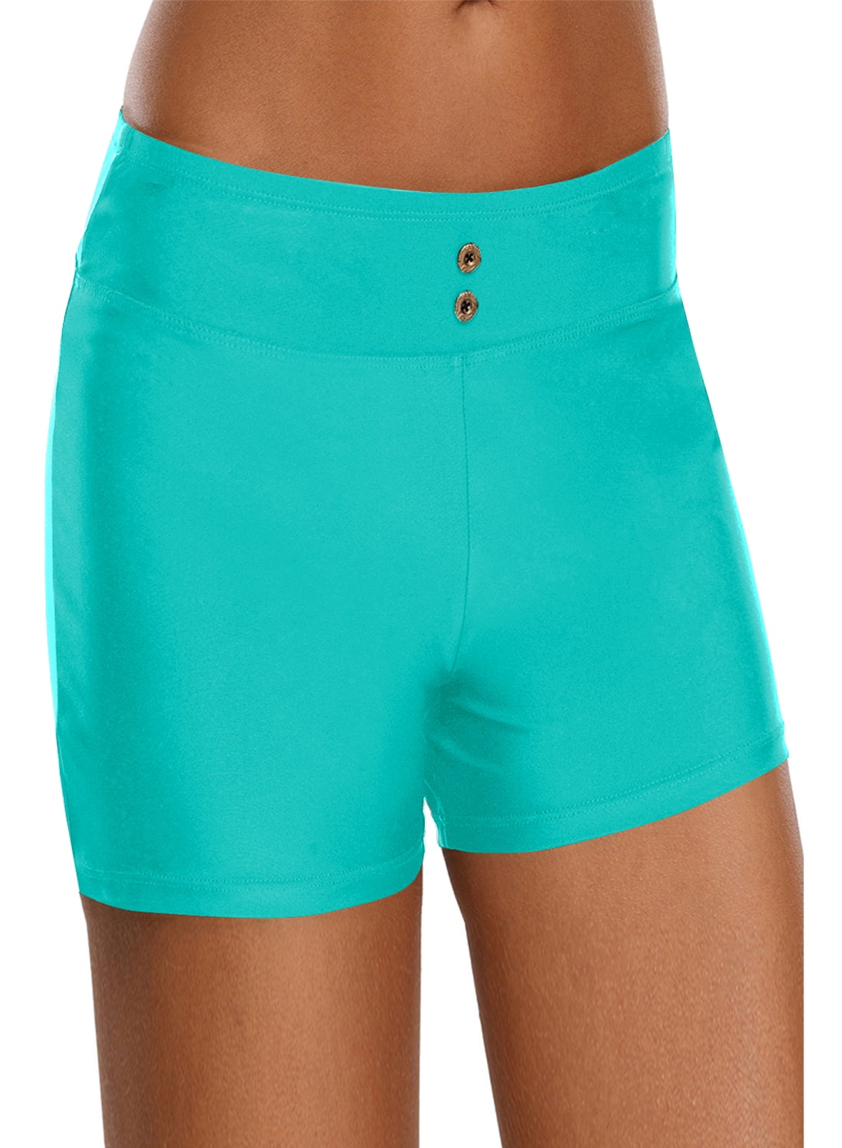 Dokotoo Women's Green Board Short Button High Waisted Swim Shorts Solid