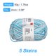 thumbnail image 2 of Uxcell paquete de 5 ovillos de 50g de hilo de mezcla de algodón para ganchillo y tejido azul blanco, 2 of 7