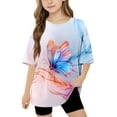 thumbnail image 2 of Girls Shirts Crew Neck Top Kids Short Sleeve Shirts Girls 4t Floral Print Shirt for Girls Girls Tops 2t my items ordered, 2 of 9