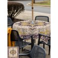 thumbnail image 6 of Square Outdoor Tablecloth with Umbrella Hole Bohemia Outside Table Cloth Waterproof Patio Table Cover Vintage Aztec Ethnic Tribal Style Yellow Zipper Tablecloths for Picnic Party Camping 60x60 Inch, 6 of 8