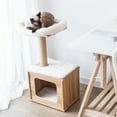 thumbnail image 4 of Catry Durable 3-Level Cat Tree for Small Cats with Plush Perches, Wooden Condo & Jute Scratching Post, Brown, 4 of 9