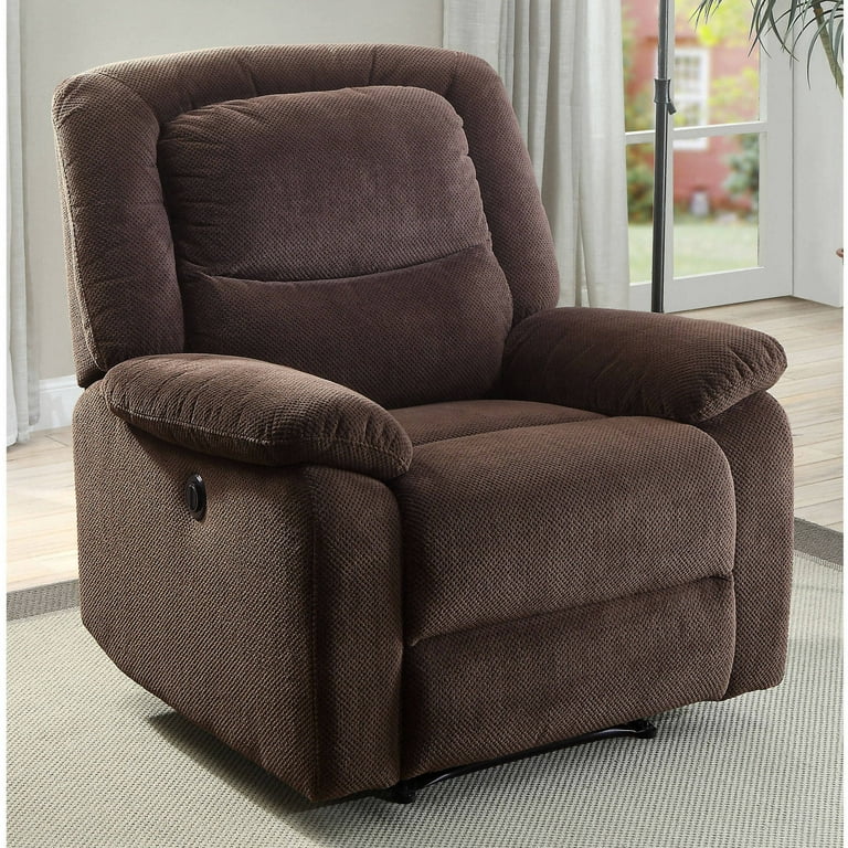 Serta Push-Button Power Recliner with Deep Body Cushions, Brown Faux  Leather Upholstery