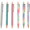 thumbnail image 1 of 6 PCS Glitter Ballpoint Pens Gold Click Ballpoint Pen Metal Glitter Pen Retractable Black Ink Medium Point Pens, 1 of 8