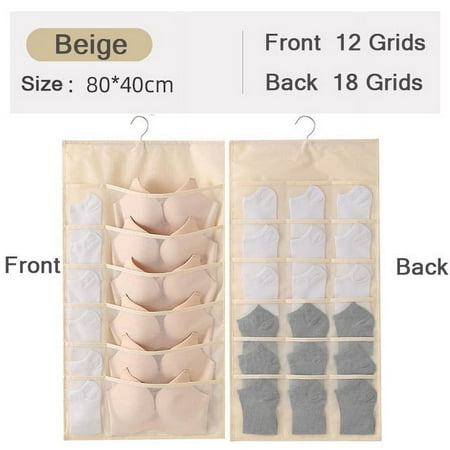 AUMIY Non-Woven Double-Sided Underwear Storage Bag Wardrobe Hanging Bag Folding Clothing Organizer Transparent Socks Bra Storage Bags