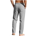 thumbnail image 5 of Men's Casual Linen Pants with Elastic Waist, Drawstring, and Side Pockets - Breathable & Comfortable, 5 of 9