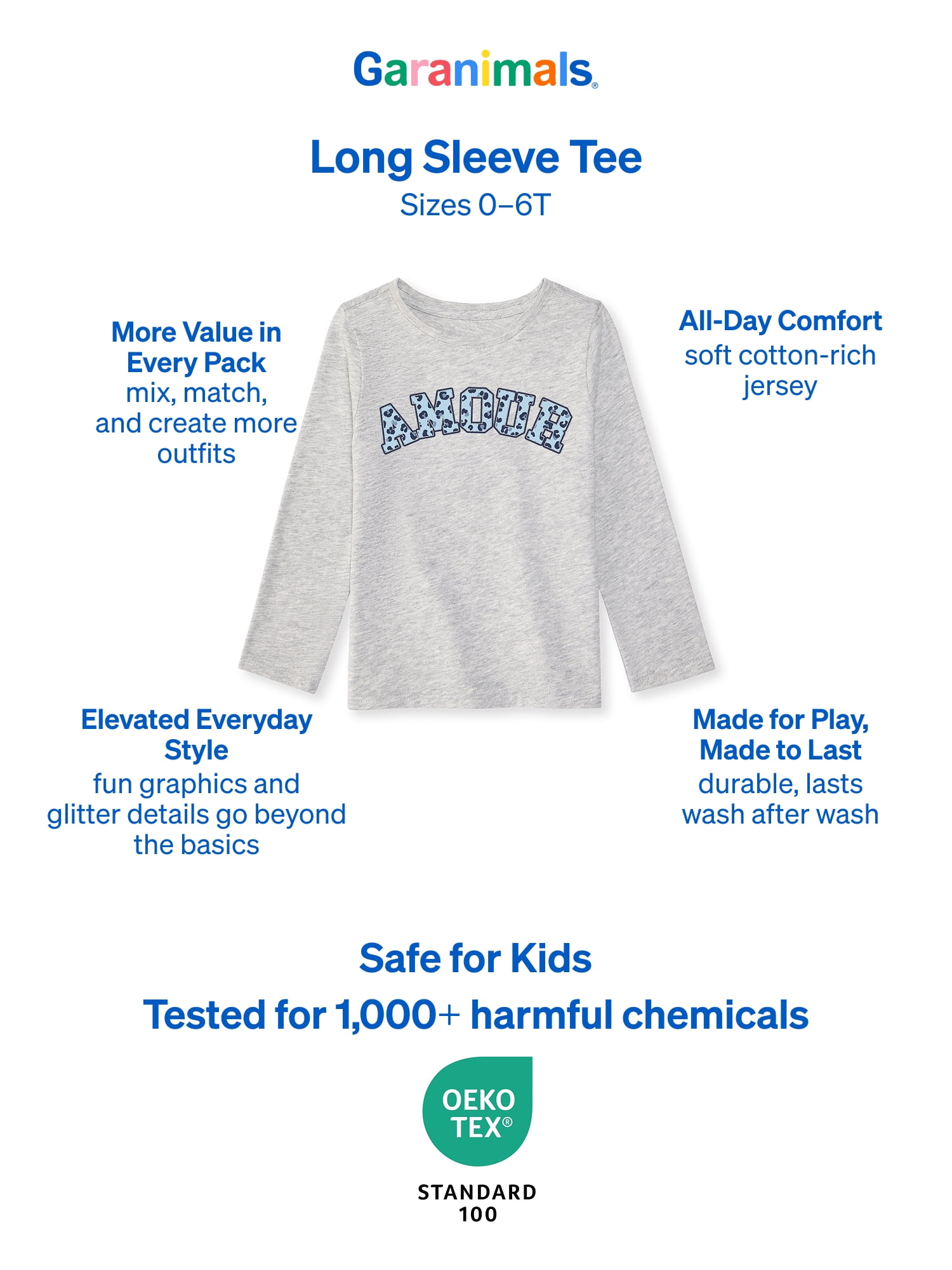 Garanimals Baby & Toddler Girl Long Sleeve Shirts, Single & 3-Pack, Sizes 0-6T