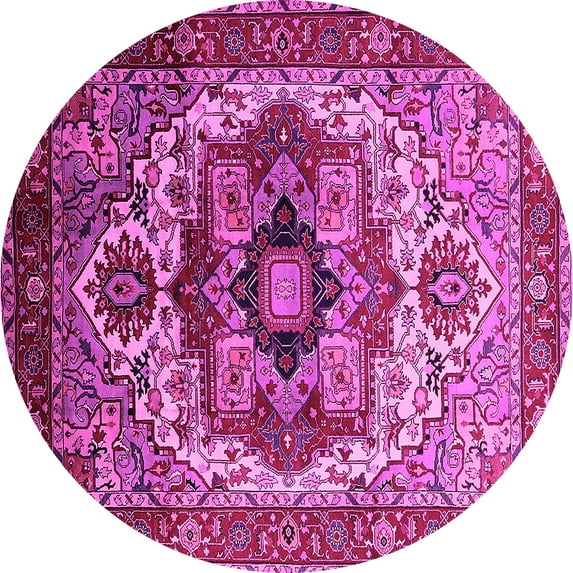 Ahgly Company Indoor Round Oriental Pink Industrial Area Rugs, 4' Round