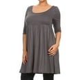 thumbnail image 3 of Women's Plus Size Babydoll Tunic Top Dress 3/4 Sleeves Scoop Neck, 3 of 5