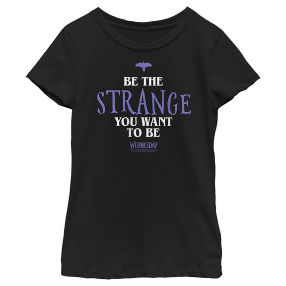 Girl's Wednesday Be the Strange You Want to Be Graphic Tee Black Large