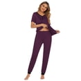 thumbnail image 3 of Ekouaer Pajamas for Women Set 2 Piece Lounge Set Short Sleeve Pjs Joggers Long Pants Sleepwear with Pockets, 3 of 5