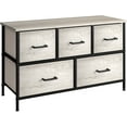 thumbnail image 4 of Sivan Home Décor Dresser with 5 Fabric Bin Drawers - Versatile for Bedroom Storage and/or TV Stand Riser (Faux Wood - Greige), 4 of 6
